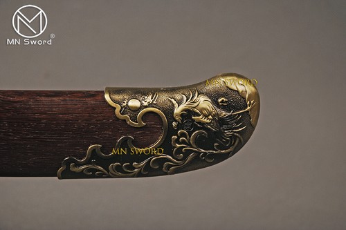 38 IN Folded Steel Chinese Sword Rosewood Qing Dynasty Dao Double Bo-hi Sharp - Picture 10 of 15