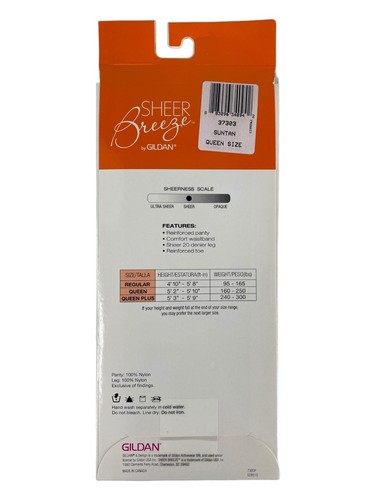 Pantimedias transparentes Gildan para mujer talla Queen control bronceado panty punta reforzada - Imagen 4 de 4