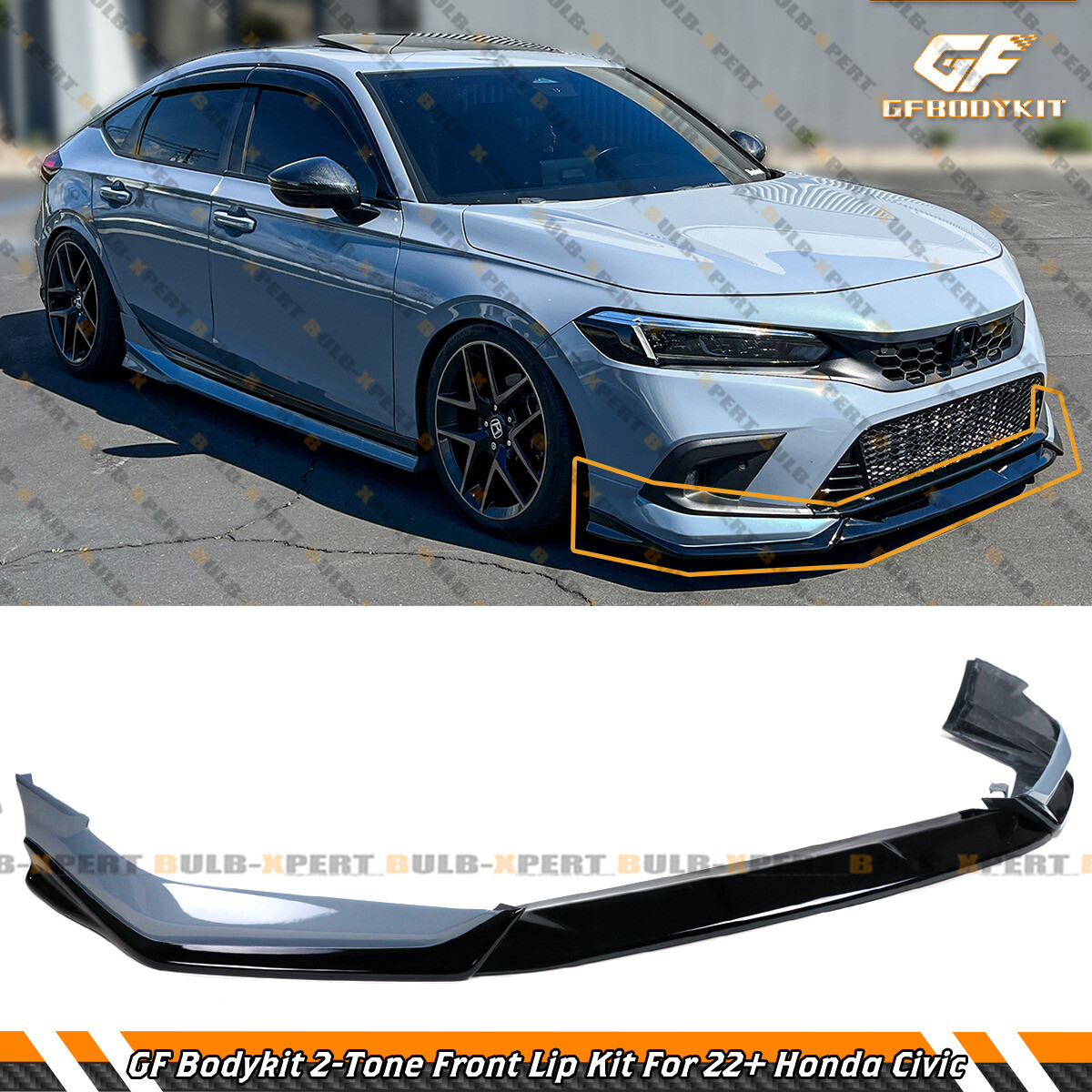 For 2022-2024 Honda Civic GF Bodykit Sonic Gray Pearl Black Front