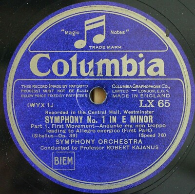 英Columbia LX65/9　シベリウス 交響曲第１番　カヤヌス s-l400.jpg