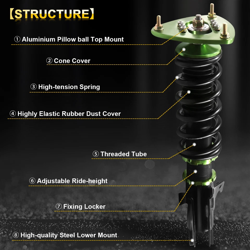 Coilovers For 2003-08 Subaru Forester 02-07 Impreza Struts Adjustable Height - Изображение 2 из 4