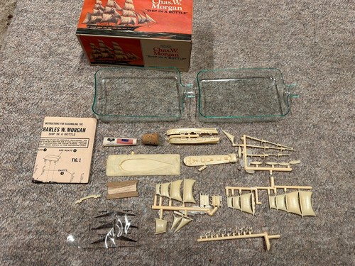 Addar Chas W. Morgan Sail Ship In A Bottle Plastic Model Kit (NOT STARTED). - Picture 6 of 13