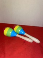 2 Melissa Doug Maracas Hand Rattles, Wooden Rumba Shaker-Estate Find