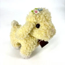 Vintage Eden Toys Inc 9" Plush Fleece Lamb with Bell Flowers on Head Stands