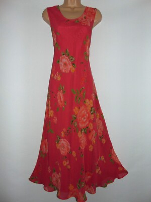 Neu mit Etikett Vintage April Cornell Phoebe schräges Krepp Viskose Blumen Midi Sommerkleid, M-L