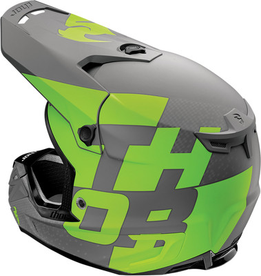 THOR S16 VERGE HELMET TACH FLO GREEN GREY MATT MOTOCROSS MX
