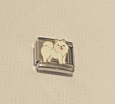 Neu Gold/Weiß Hund Silber Charm passt allen 9mm Klassisch Italienisch Armband