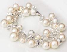 Wedding Pearl Bracelet - Delicate Bridal Jewelry - Swarovski