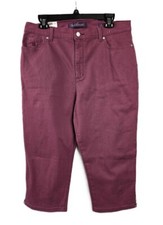 NWT Gloria Vanderbilt Purple AMANDA stretch Cropped Capri Jeans Size 16