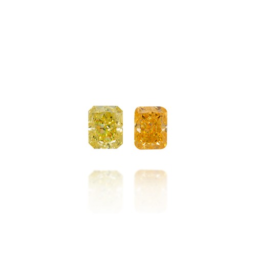 2 natürliche lose Diamanten besetzt - 0,40 Karat gelb orange strahlende Form, VS2-SI1