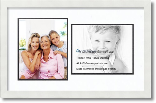 ArtToFrames Collage Mat Picture Photo Frame 2 8x10" Openings in Satin White 107 - Afbeelding 1 van 62