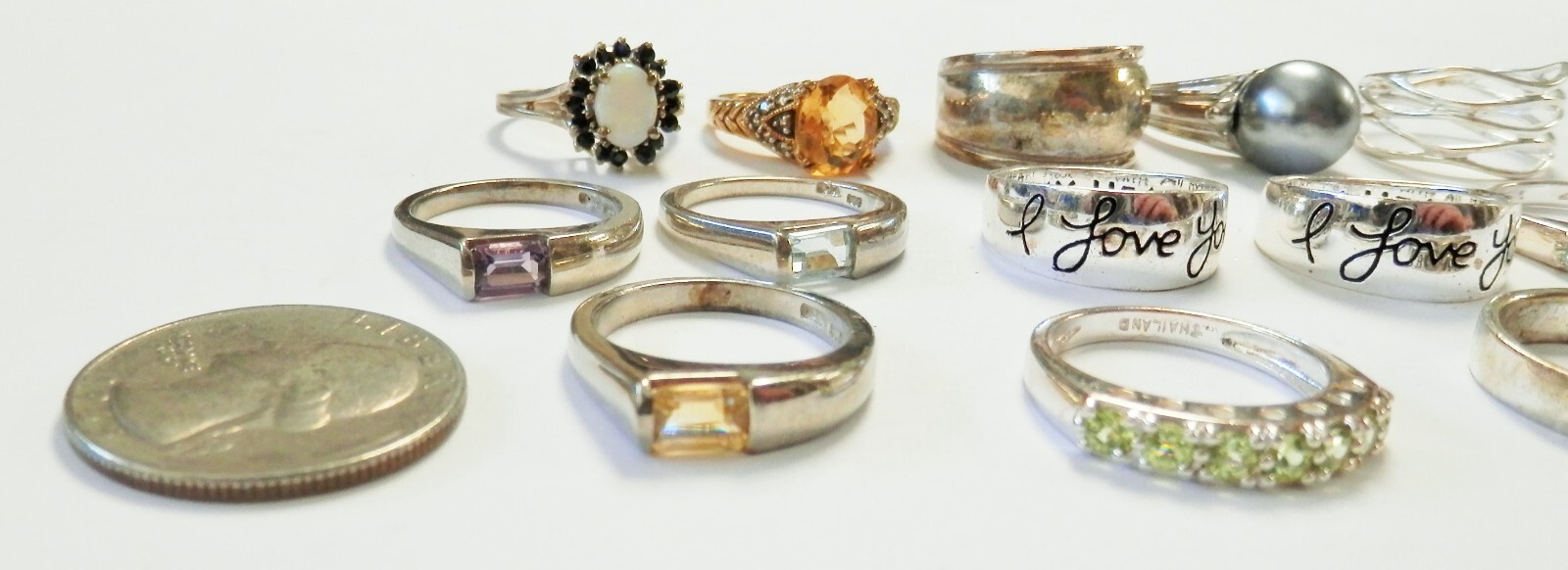 13 Sterling Silver Assorted Gemstone Sayings Stac… - image 3