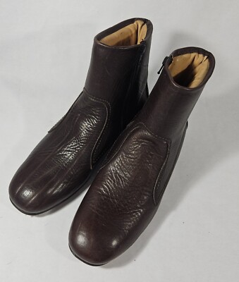 Stephan Schneider Brown Buffalo Shark Embossed Zip Leather Ankle Boots 43/10
