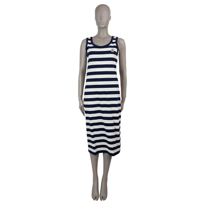 71986 auth MONCLER navy & white cotton 2024 STRIPED JERSEY MIDI Dress XS |  eBay