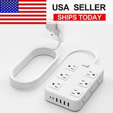 12-Outlet Surge Protector, 6 USB (4A+2C), Wall Mount for Home/Office/Travel