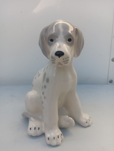 Vintage Gray Porcelain Great Dane Puppy Figure 7" X 4.5" USSR LOMONOSOV VGC