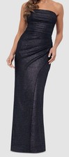 Xscape Black Silver Metallic Strapless Gown Dress Size 12 $269