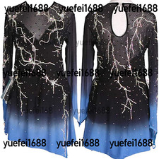 New figure skating dress Y0430--Black to Blue Ombre