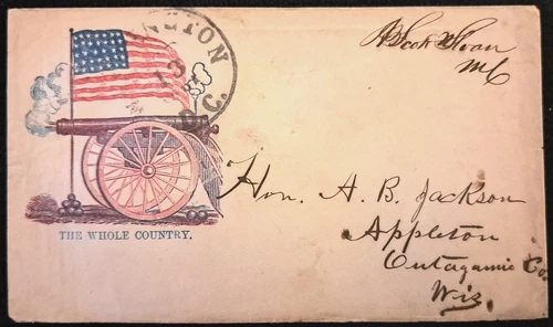 Civil War Patriotic - Pretty Firing Canon & American Flag Patriotic to Wisconsin