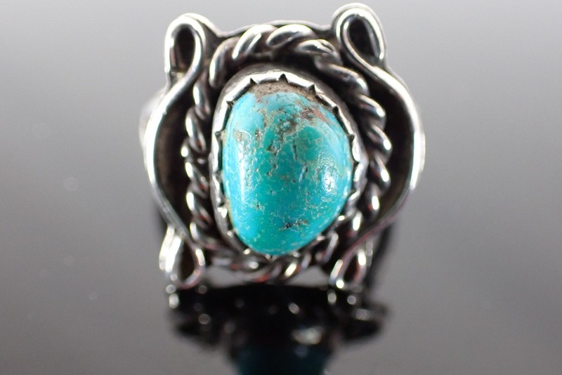 Vintage Ring Sterling Silver Turquoise Size 5.5 – Handcrafted Southwestern