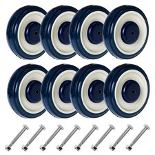 8 Pack 5 Inch Shopping Cart Wheels Replacement TPU Double Ball Bearing Axle