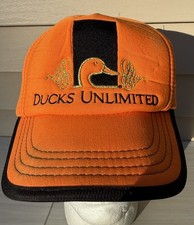 VTG Ducks Unlimited Hat Blaze Orange Strap back Cap Conservation Promo Hat 80s