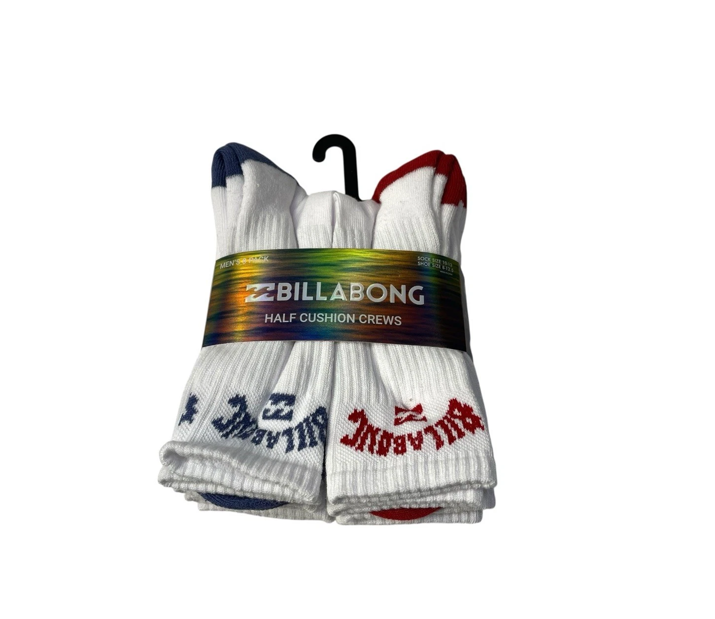 Billabong Men’s Shoe Size 8-12 (8 Pack/Pair) Half Cushion Crew Socks NEW