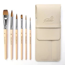 Sable Travel Watercolor Brushes, 6pcs Kolinsky Sable Watercolor Travel Brushe...