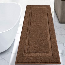 Dark Brown Extra Soft Long Bathroom Runner Rug Washable Bath Mat 60x24 Inch