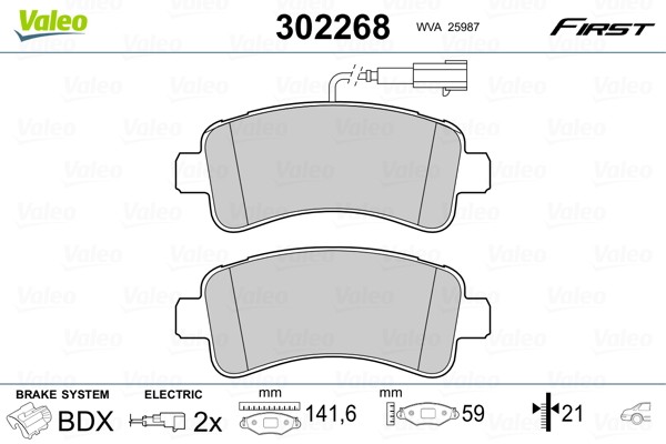 Plaquettes de frein Valeo 302268 à friction stable et réduction des bruits