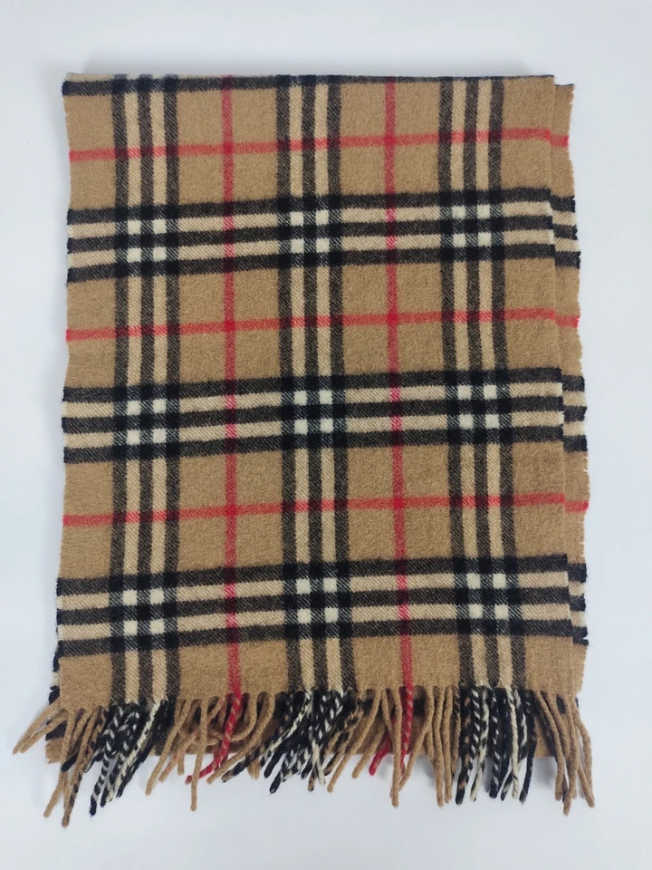 博柏利正品复古 Nova Check 骆驼 100% 羊绒冬季围巾围巾 — 第 2/4 张图片
