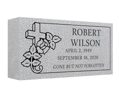 Gray Granite Grave Marker 16''x8''x4''   Personalized Flat Headstone