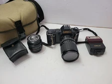 Canon T50 SLR With Lenses & Case TESTED AND WORKING 