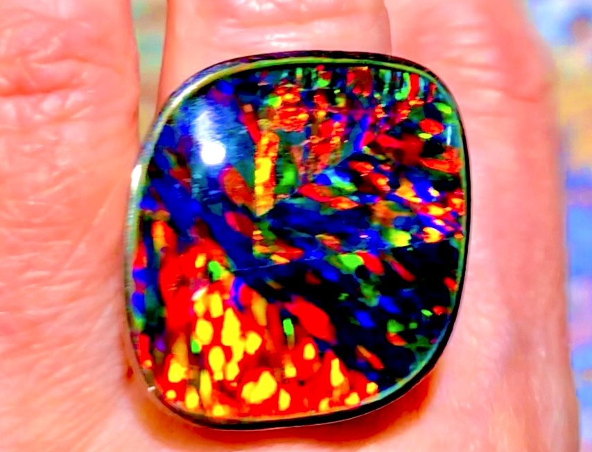 BIG BOLD A$$ ART 23c Red Opal BLAZE BOLD Ring 7 -8 FIRE VIDEO Sterling Prototype image 4