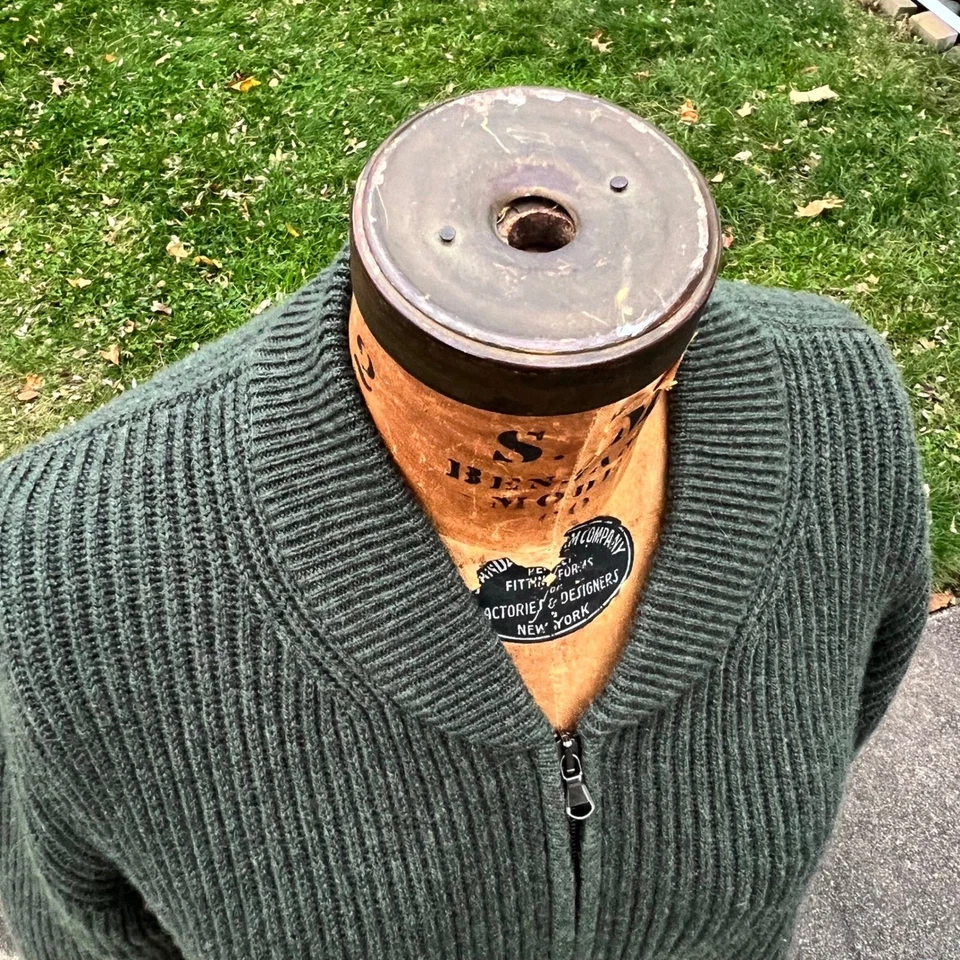 Cárdigan Bergdorf Goodman Hombre Cachemira Efectivo Inglés Costilla Verde Preppy Italia XL Foto 2 de 4