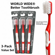World Wide Daily Toothbrush 3 Pack - Ultra Soft STANDARD - V ARC Orange