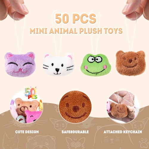 VISATOR 50pcs Mini Stuffed Animals Keychains– Small Plush Toys Bulk for Claw ... - Picture 3 of 7