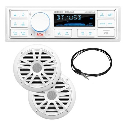 Boss Audio MCK500WB.6 Kit w/MR500UAB, 2 MR6W Speakers, MRANT10 Antenna, White Re