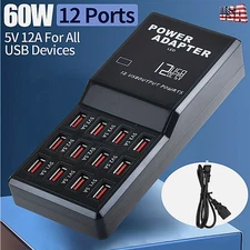 MaxLax 12-Port 60W USB Charger Station for Smartphones, Tablets & Other Devices