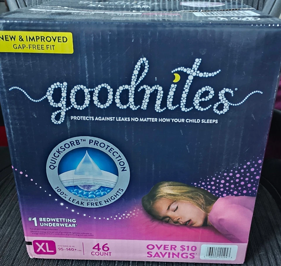 Ropa interior de cama Goodnites Nighttime para niñas, XL (95-120 libras), 46 quilates Foto 2 de 4