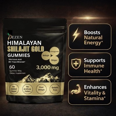 DEZEN Organic Himalayan Shilajit Gummies 3000mg for Energy & Wellness Supplement