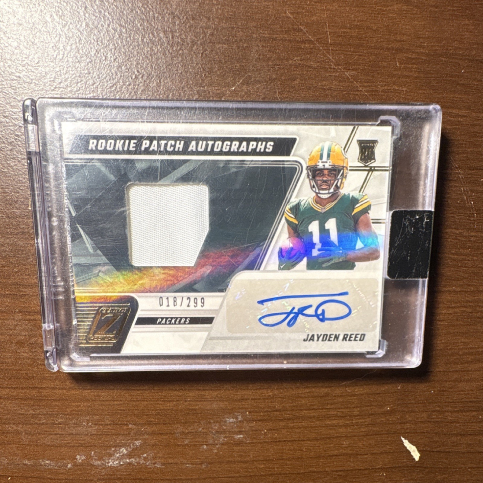 2023 Panini Zenith Rookie Patch Autographs /299 Jayden Reed Packers #218