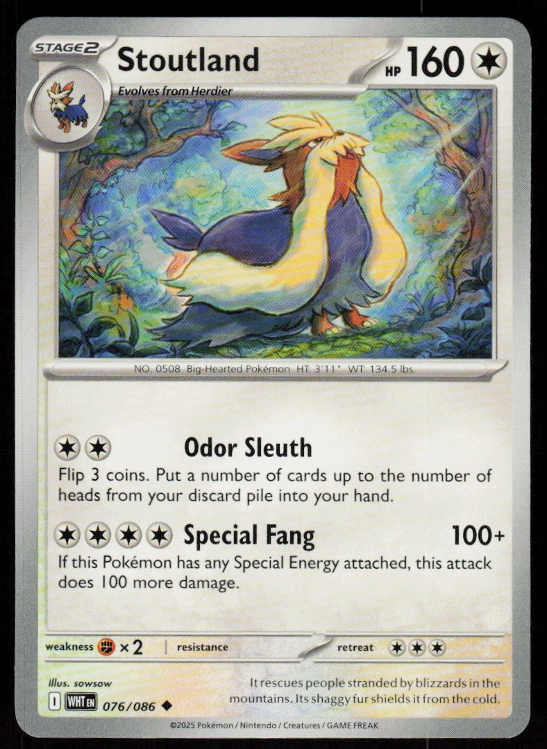 Stoutland 076/086 Uncommon White Flare Pokemon Near Mint
