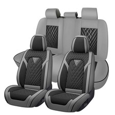 Waterproof Leather Car Seat Covers for2003-2026Honda Pilot,Full Set, Gray Black