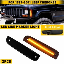 2X Amber LED Front Side Corner Parking Marker Lights For 1997-2001 Jeep Cherokee