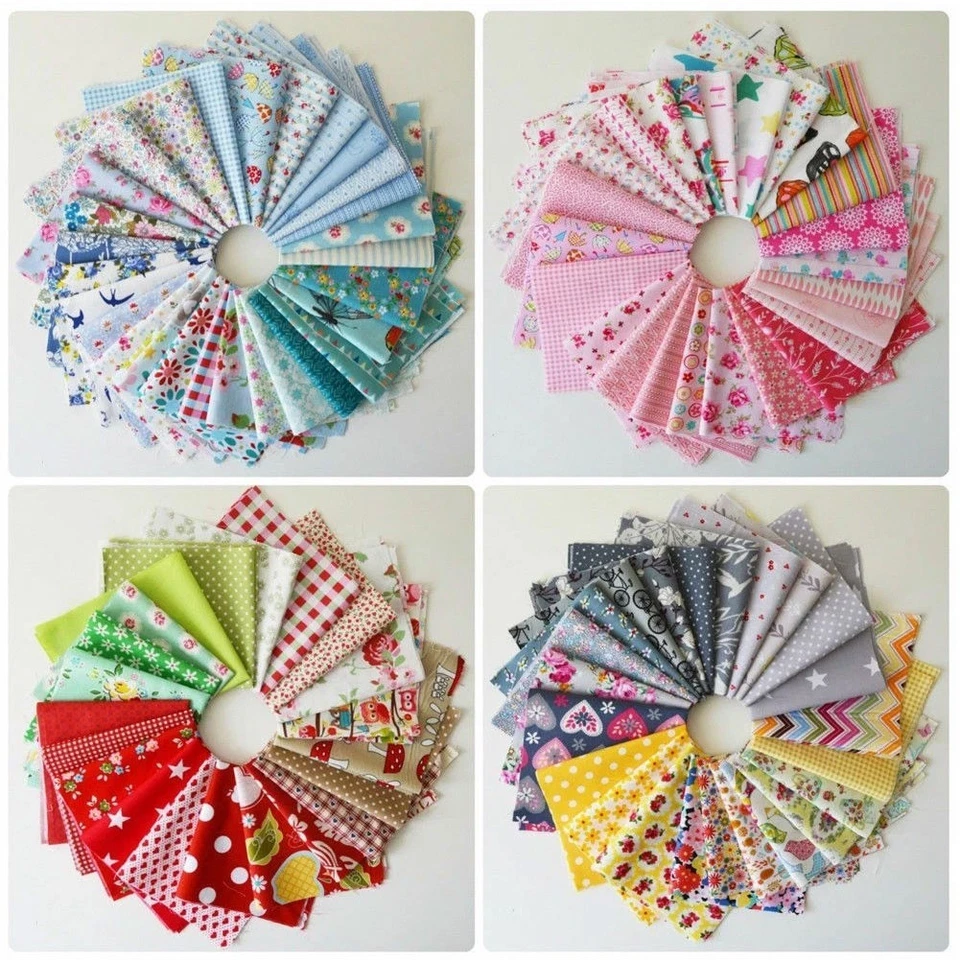 100Pcs 10x10cm Assorted Square Quilt Quilting Cotton Fabric Bundle DIY Sewing - image 2 of 4