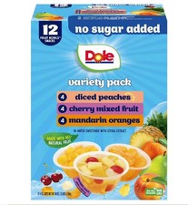 Dole Fruit Bowls No Sugar Added Variety Pack, 4 oz Cups (12 Pack)