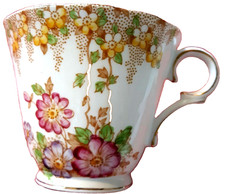 Vintage Colclough Tea Cup + Saucer England Fine Bone China Floral Pattern 6591