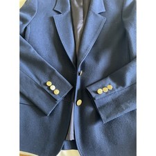 Pendleton Vintage 80s Virgin Wool Navy Blazer Womens Petite Made In USA Sz 8 F30