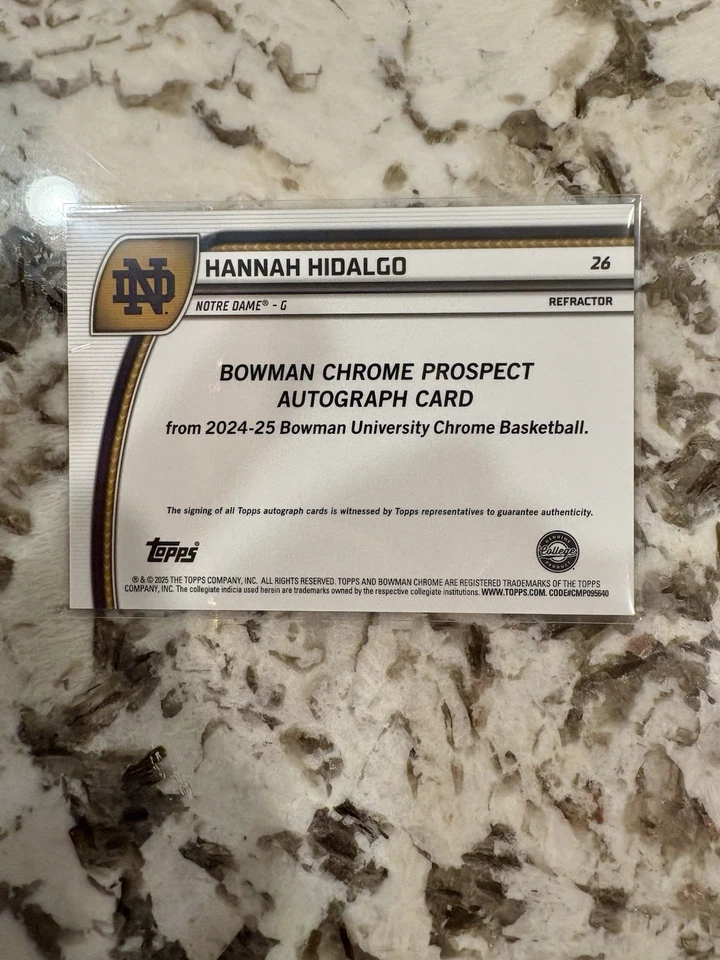 2024-25 Bowman Chrome University Hannah Hidalgo Refractor Auto - Image 2 of 2